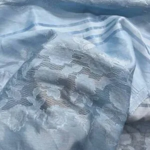 کرپ یاخما گلدار آبی پاستلی