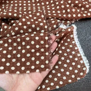 کرپ حریر خال خالی قهوه ای