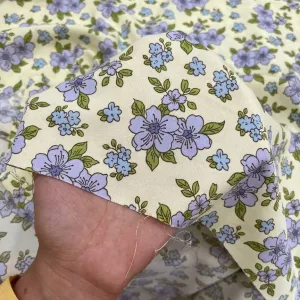 کرپ الیزه گل گلی زمینه لیمویی